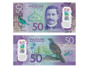 . Beinahe wäre die neuseeländische 50-Dollar-Note im Jahr 2016 zur schönsten Banknote gewählt worden. Besonders niedlich ist natürlich der Kokako-Vogel, der die Rückseite ziert. (Bild-Copyright: International Bank Note Society (IBNS))