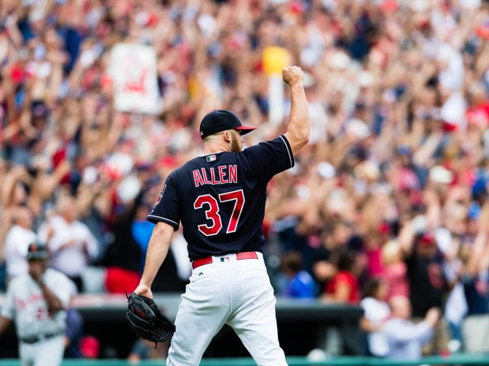 Cody Allen celebrates after beating the Detroit Tigers (Getty)