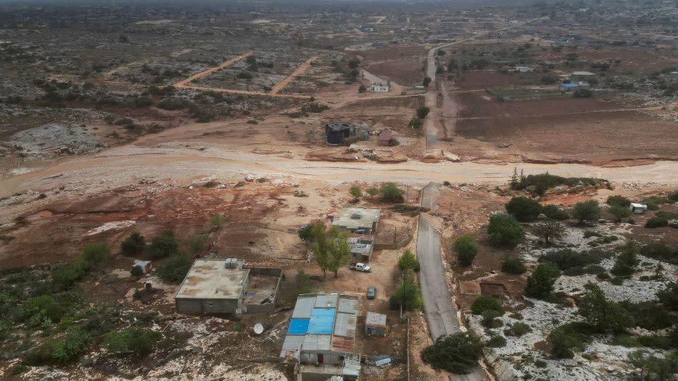 Aerial view of flood water as a powerful storm and heavy rainfall hit Shahhat city, Libya, September 11, 2023. - Ali Al-Saadi/Reuters