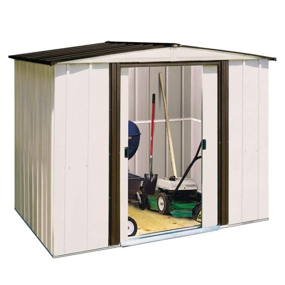 port 8 ft. W x 6 ft. D 2-Tone Galvanized Metal Shed