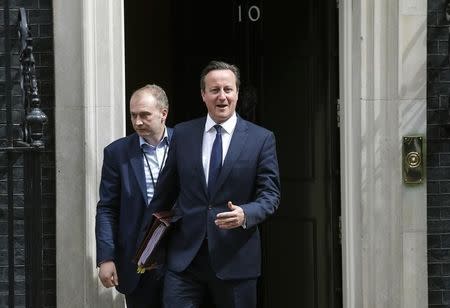 Britain's Prime Minister David Cameron leaves Number 10 Downing Street in London, Britain July 8, 2015. REUTERS/Peter Nicholls