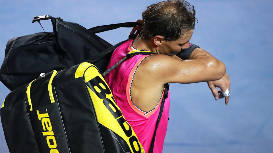 Rafael Nadal couldn’t get off court quick enough. (Photo by Hector Vivas/Getty Images)