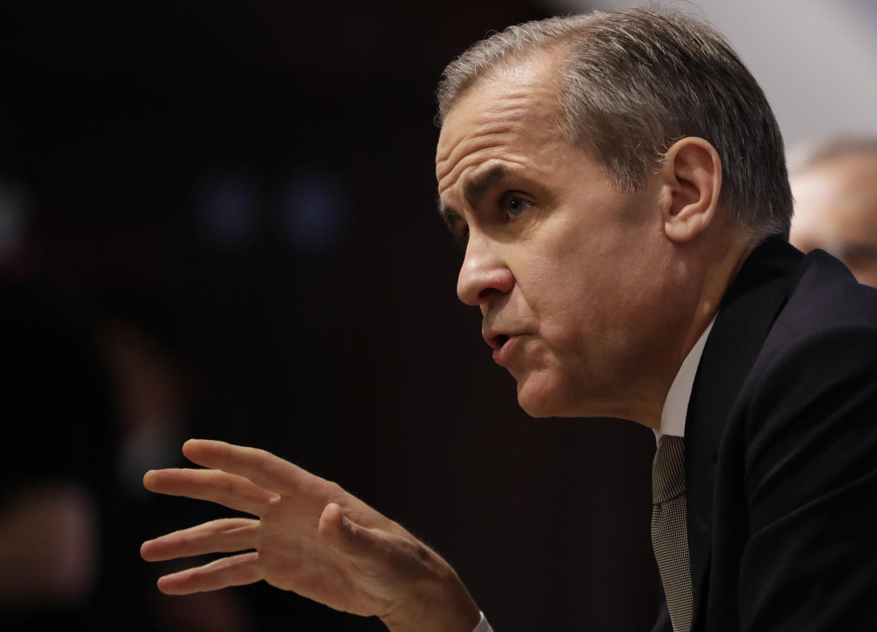 Mark Carney, Governor of the Bank of England, during the Bank of England's financial stability report at the Bank of England in the City of London.