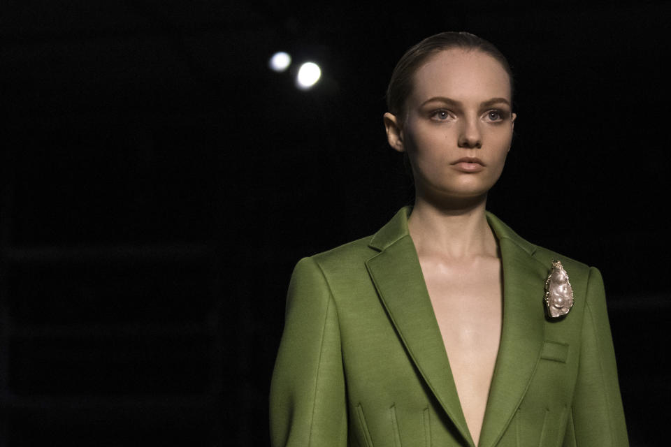 A model wears a creation by Burberry at the Autumn/Winter 2019 fashion week runway show in London, Sunday, Feb. 17, 2019. (Photo by Vianney Le Caer/Invision/AP)