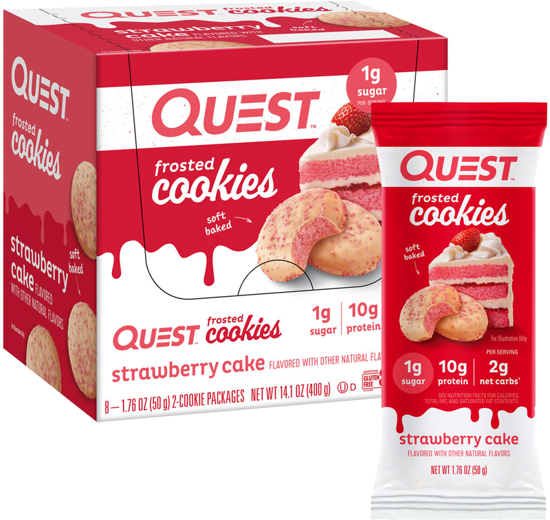 Simply Good Foods Company Quest Strawberry Cake Frosted Cookies.