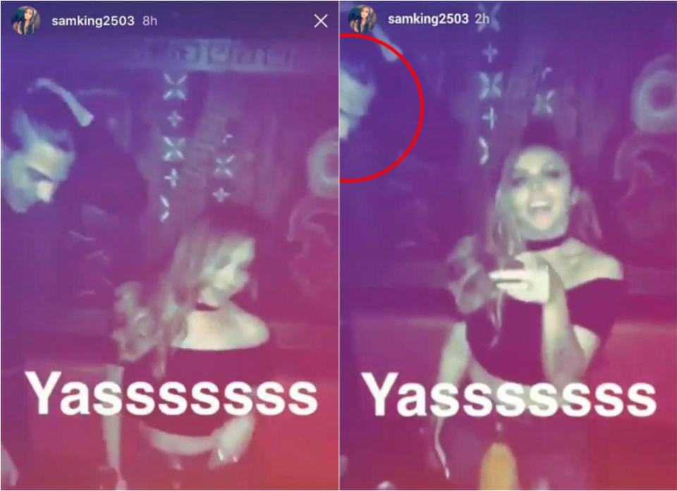 Jesy showed off her dance moves while partying with Chris at the weekend (Copyright: Snapchat)