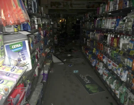 An interior view of a supermarket is seen after an explosion in St Petersburg, Russia, in this photo released by Russia’s National Anti-Terrorism Committe on December 28, 2017. National Anti-Terrorism Committe/Handout via REUTERS