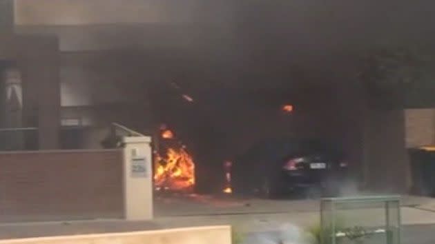 The house fire ripped through an Adelaide suburb yesterday. Photo: 7 News