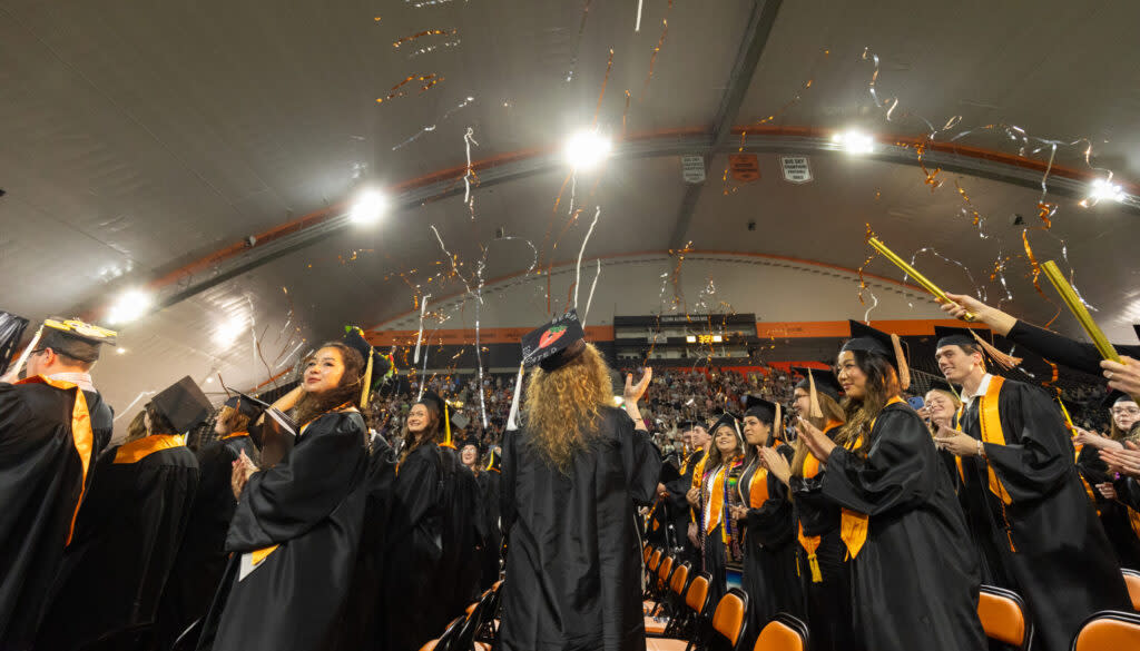 Students take part in commencement at Idaho State University's Pocatello campus