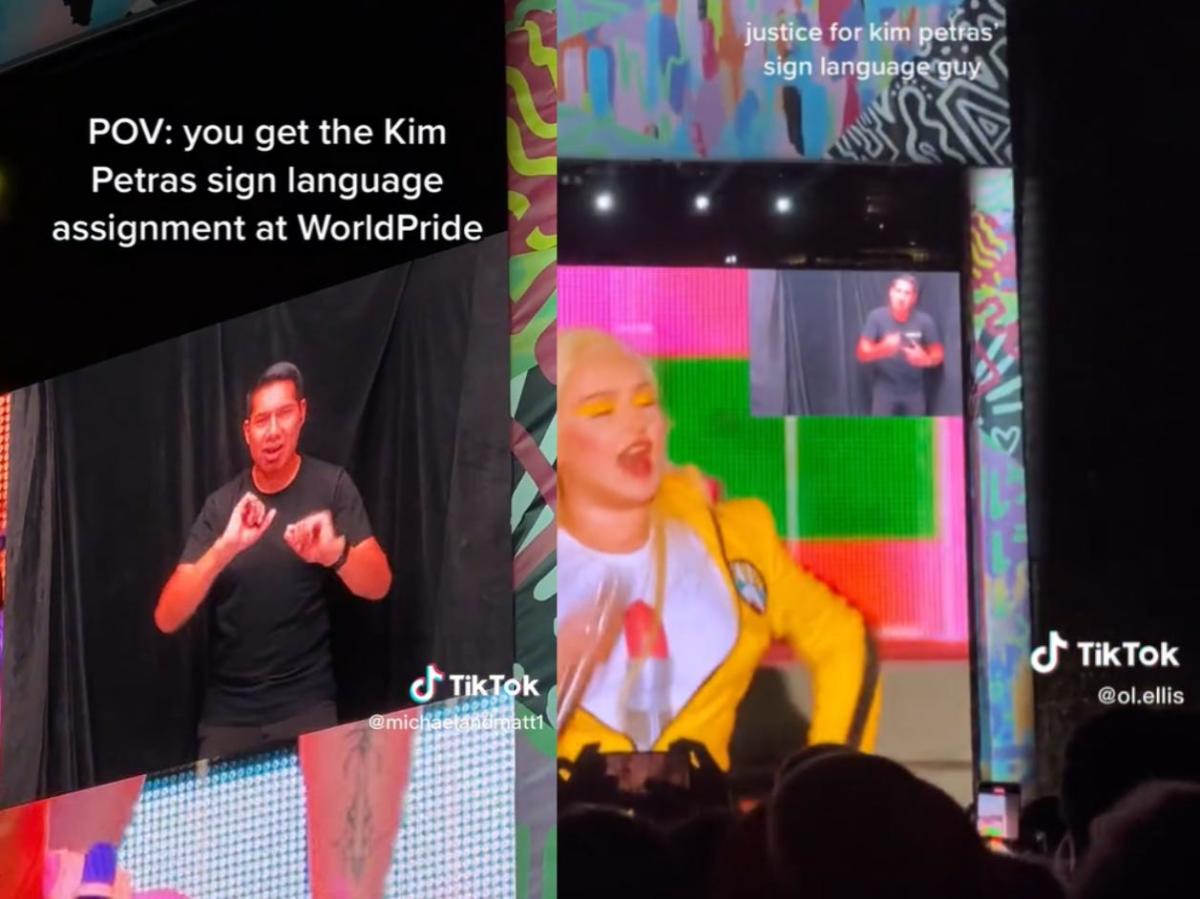The internet is obsessed with a sign language interpreter who performed raunchy sexual gestures during a Kim Petras performance image