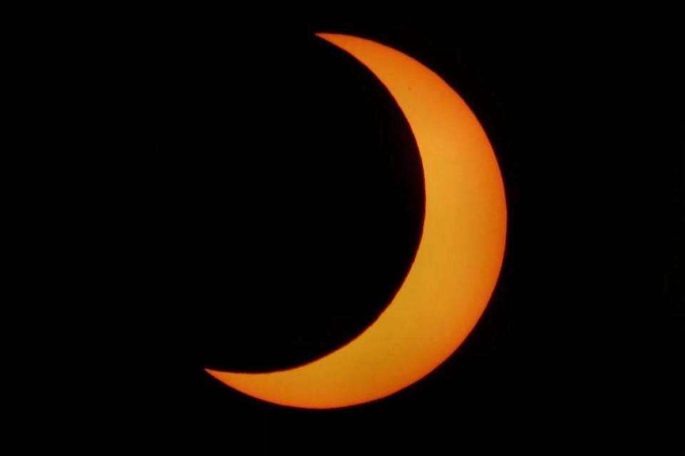 The annular solar eclipse was visible from San Luis Obispo County on Oct. 14, 2023. It reached about three-quarters of the way, creating a glowing crescent.