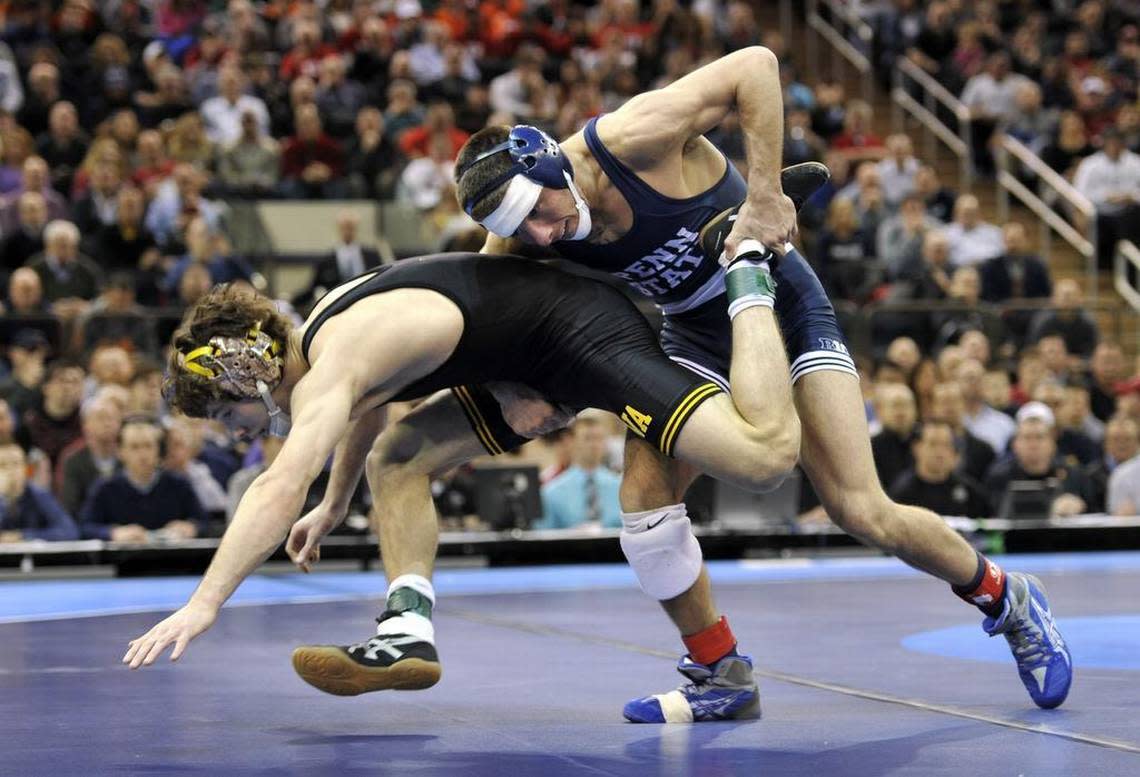 Former Penn State wrestler Nico Megaludis, pictured in March 2016, is among wrestlers with Penn State ties who will compete at the U.S. Olympic Wrestling Team Trials.
