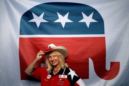 Janis Holt, delegate from Texas, poses for a photograph at the Republican National Convention in Cleveland, Ohio, United States July 19, 2016.REUTERS/Jim Young