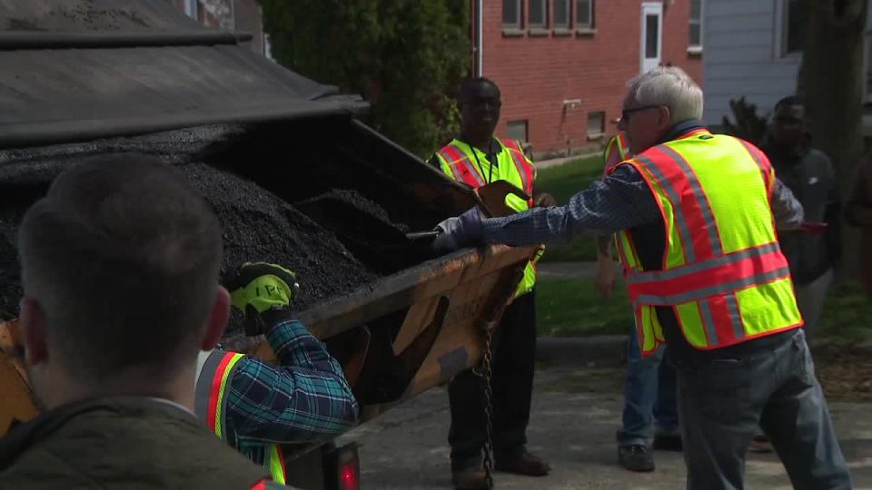 <div>Gov. Tony Evers on "Pothole Patrol" tour</div>