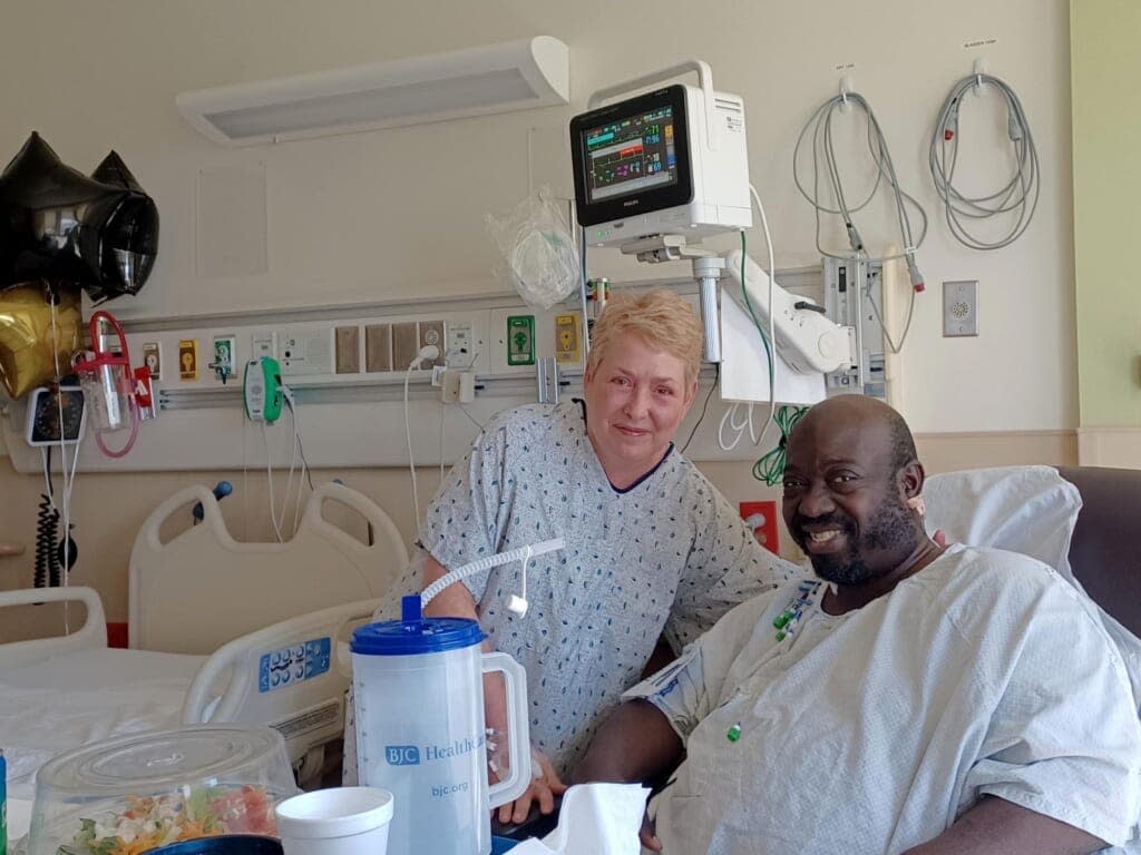 Pat Holterman-Hommes donated a kidney to Alphonso Harried in late April 2022. The two are pictured after their surgeries. <br>Photo: Natascha Harried