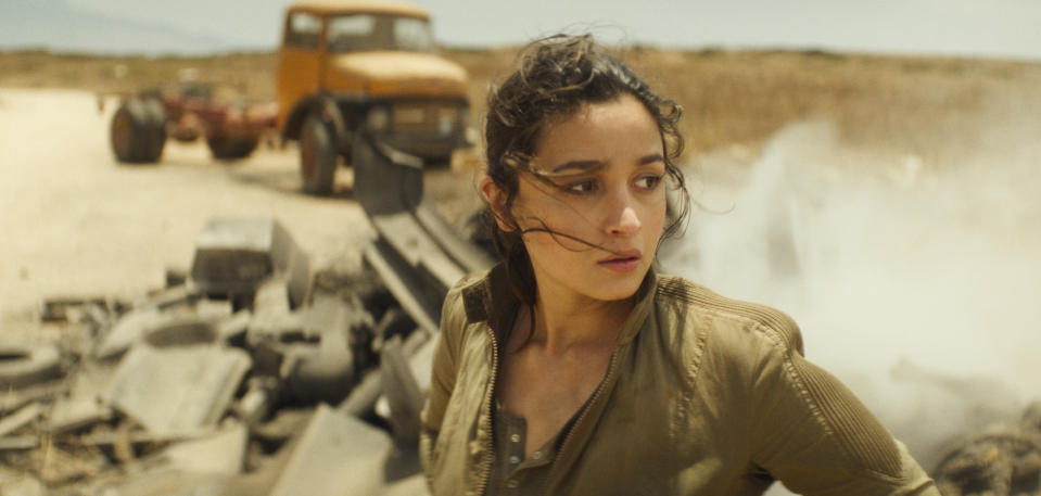 This image released by Netflix shows Alia Bhatt in a scene from "Heart of Stone." (Netflix via AP)