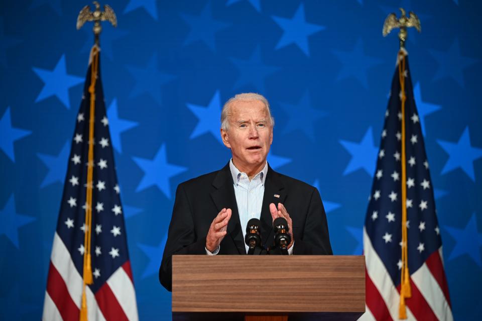 Joe Biden in Wilmington, Delaware, on Nov. 5, 2020.