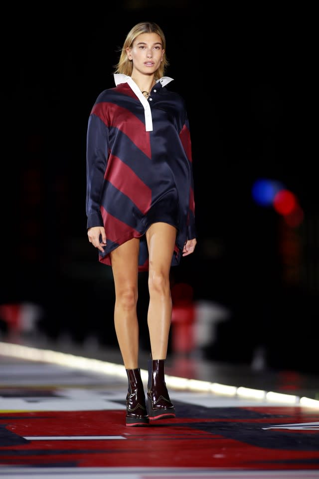 The model walked in the All-American designer's runway show in China ahead of New York Fashion Week.