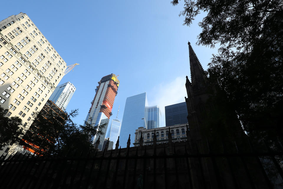 <p>Before 9/11, the original World Trade Center towers could be seen from the Trinity Church Cemetery in Lower Manhattan, Sept. 6, 2018. (Photo: Gordon Donovan/Yahoo News) </p>