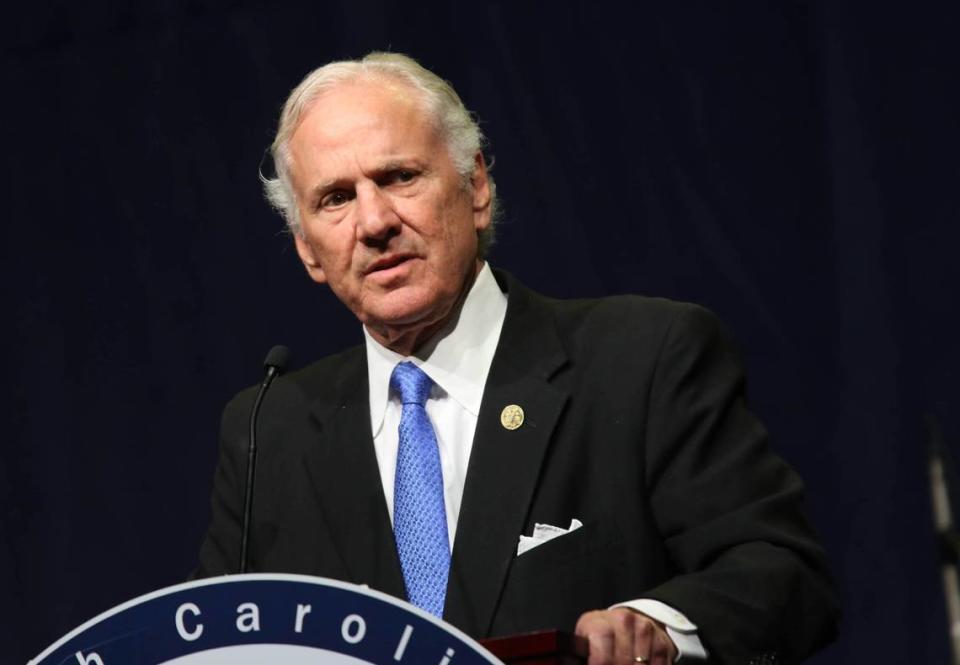 South Carolina Governor Henry McMaster speaks during the Silver Elephant Gala at the Columbia Convention Center.