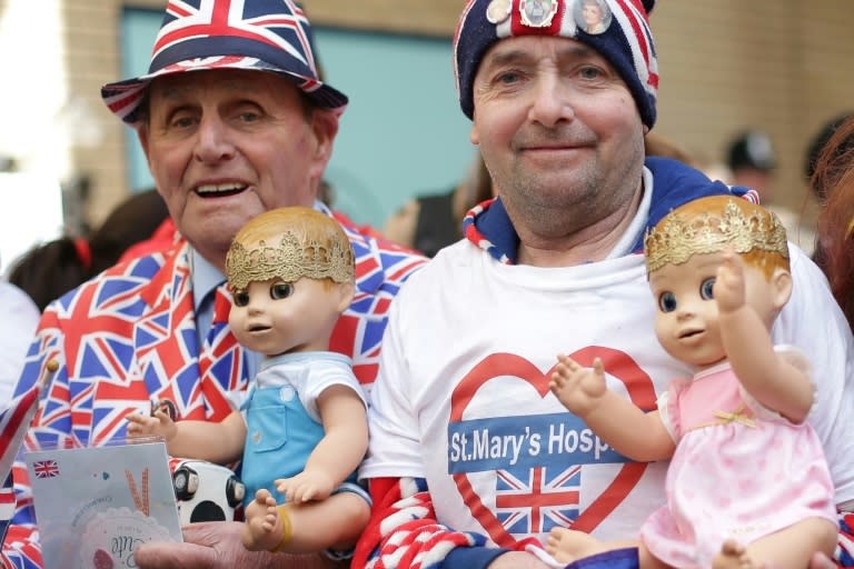 Happy royal fanatics waited outside St. Mary's Hospital in London for the news