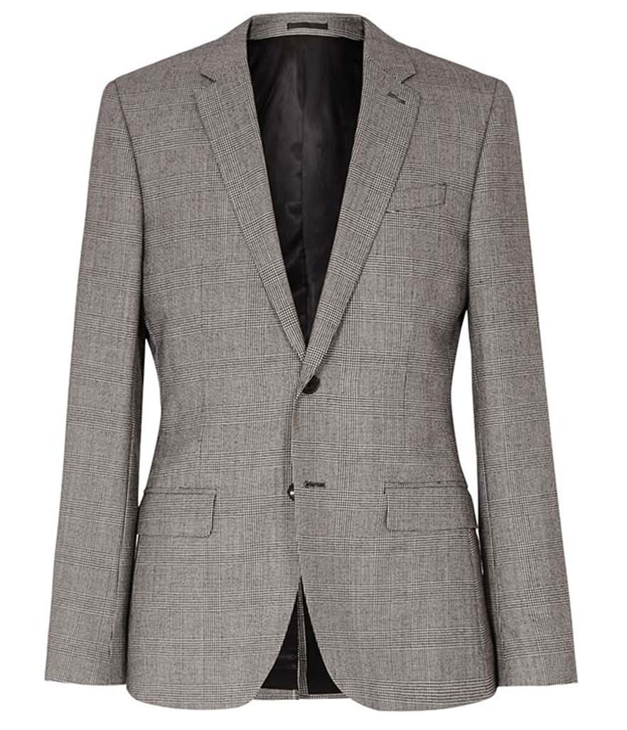 REISS Hancock B Wool Check Blazer in Grey