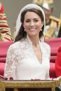 <p> That's right: Kate Middleton wore the Halo Tiara on that spectacular day in 2011 when she became Prince William's wife. The dazzling tiara was originally made in 1936 and owned by the Queen Mother, but she gifted it to Elizabeth as an 18th birthday present. </p>