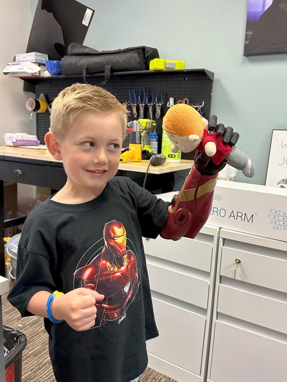 Jordan Marotta, five, has become the youngest person in the world to get a bionic Hero Arm. (Ashley Marotta/ PA)