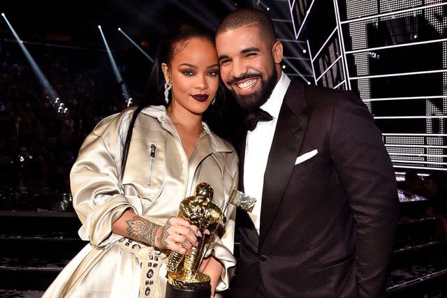 Kevin Mazur/WireImage Rihanna and Drake at the MTV Video Music Awards in New York City in August 2016