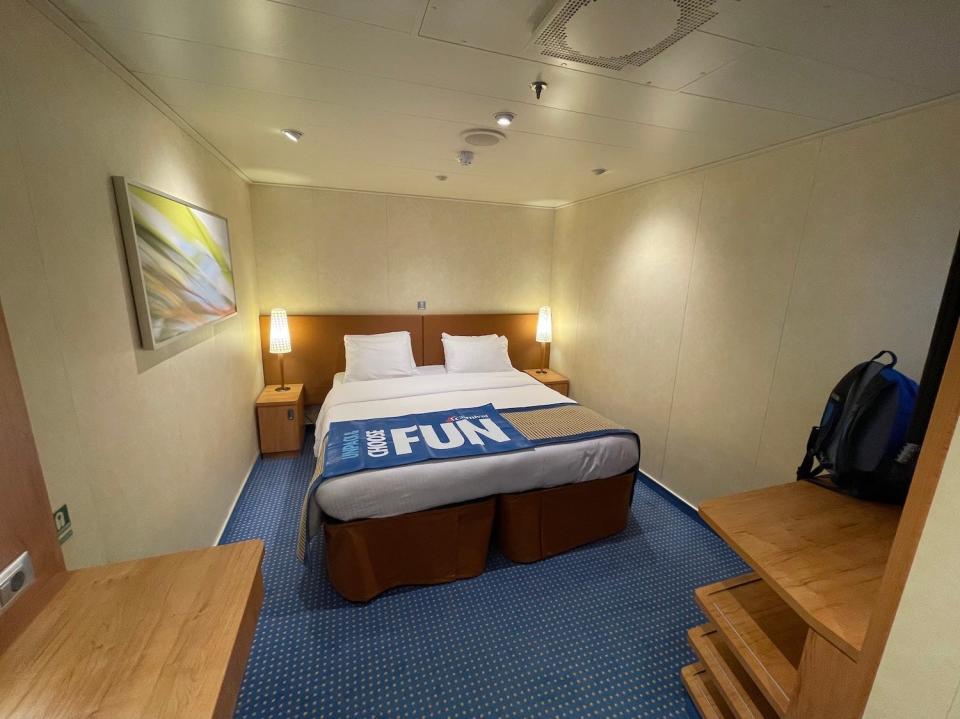 A wide-angle image of my cabin room.