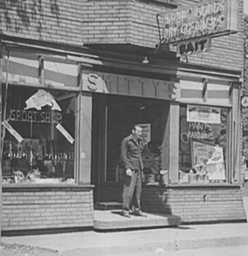 Smitty's Sports Shop as it looked when it opened in 1948 in Battle Creek with original owner Murray Smith. The business is still going 75 years later.