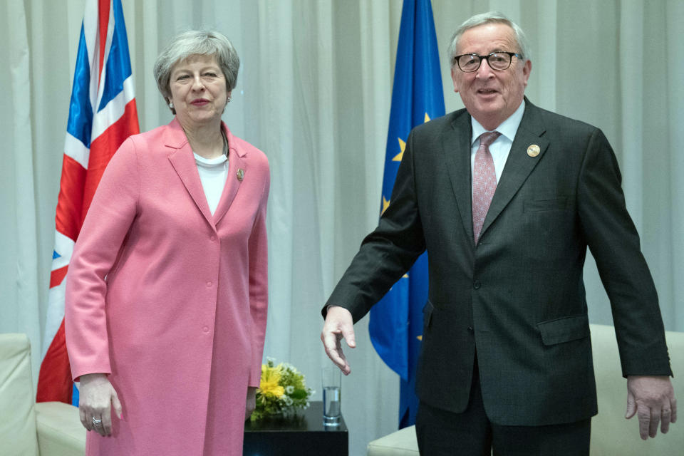 Prime Minister Theresa May holding a bilateral meeting with President of the European Commission Jean-Claude Juncker during the attending the EU-League of Arab States Summit in Sharm El-Sheikh, Egypt.