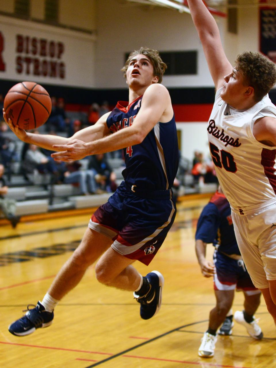 Matt Keener drives into the lane during Fairfield Christian's 47-44 loss to host Rosecrans on Thursday night at Rogge Gymnasium in Zanesville. 