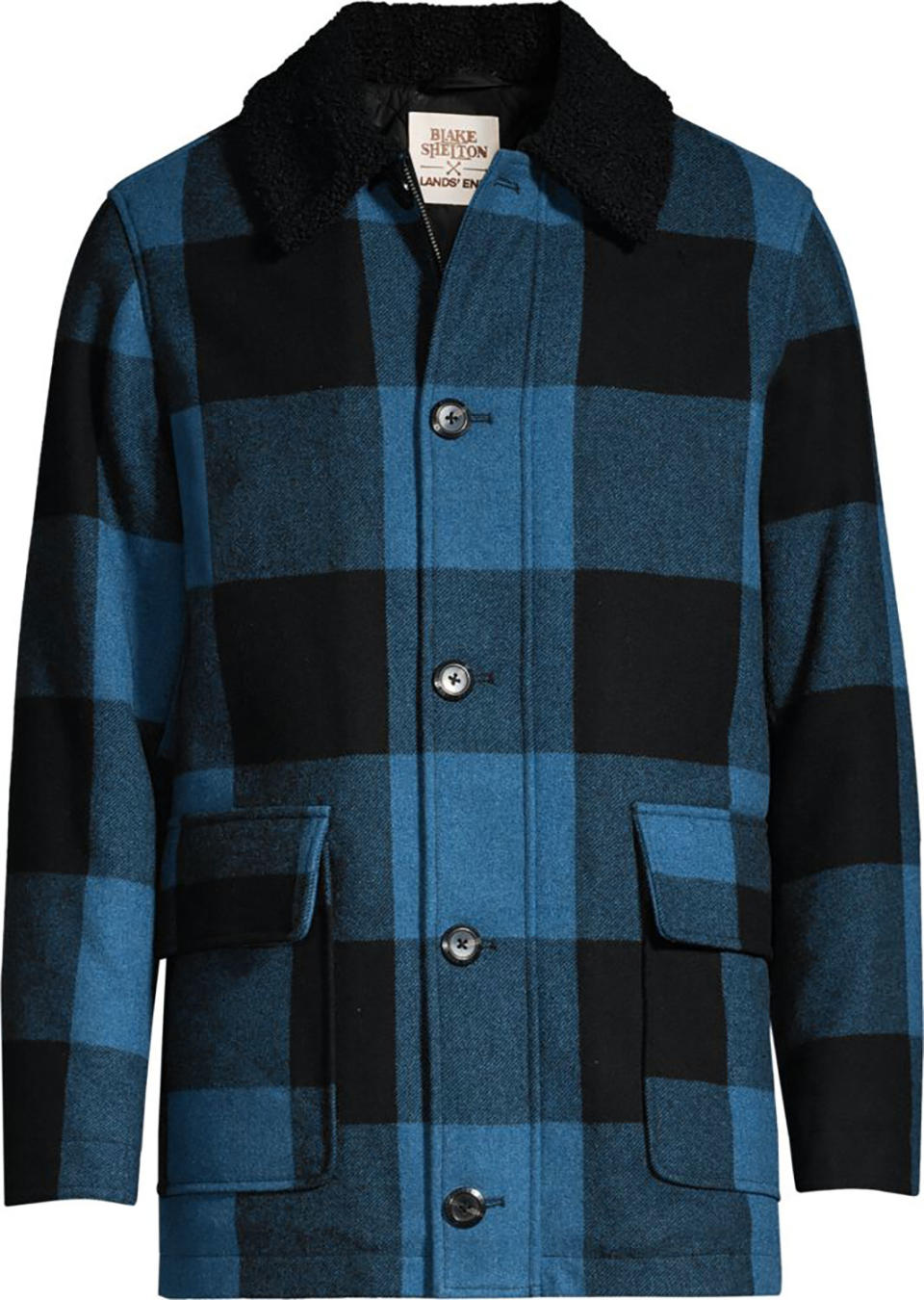 <p>Winter in Oklahoma is no joke.<a href="https://www.landsend.com/products/blake-shelton-x-lands-end-mens-insulated-wool-rancher-coat/id_369641?attributes=32836,43326,44255,44967,52440" rel="nofollow noopener" target="_blank" data-ylk="slk:This jacket;elm:context_link;itc:0;sec:content-canvas" class="link "> This jacket</a> from my Lands' End collection has a fuzzy sherpa collar and plenty of pockets — two necessities for a cold-weather coat. I toss it on whenever I'm out walking [my dog] Betty on the ranch in the mornings. </p>