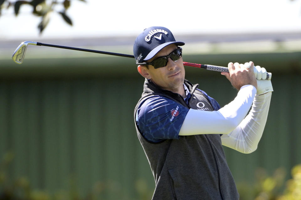 Dylan Frittelli, of South Africa, watches his tee shot on the second hole during the third round of the Arnold Palmer Invitational golf tournament, Saturday, March 7, 2020, in Orlando, Fla. (AP Photo/Phelan M. Ebenhack)