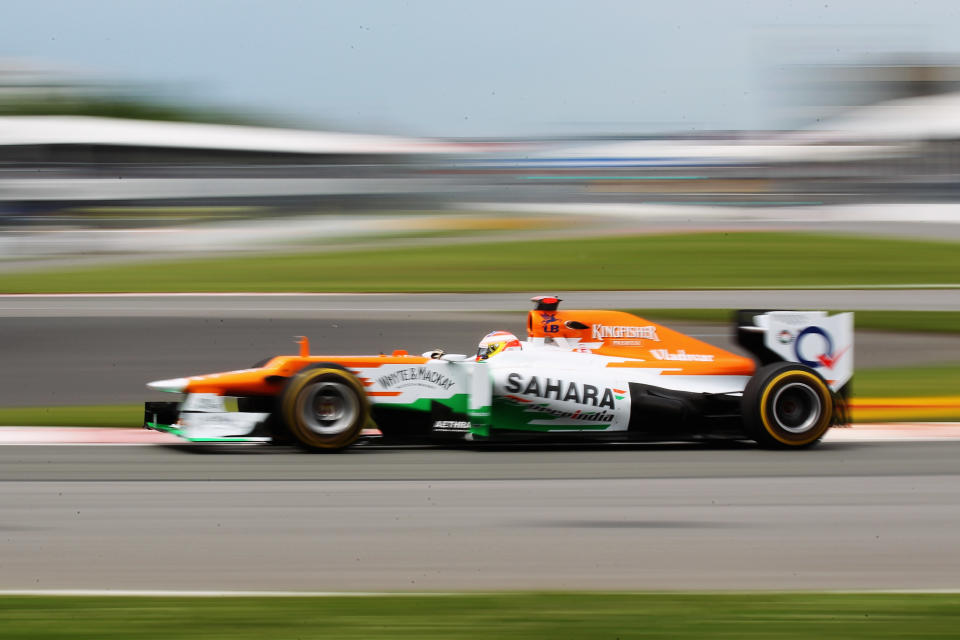 MONTREAL, CANADA - JUNE 08: Paul di Resta of Great Britain and Force India drives during practice for the Canadian Formula One Grand Prix at the Circuit Gilles Villeneuve on June 8, 2012 in Montreal, Canada. (Photo by Mark Thompson/Getty Images)