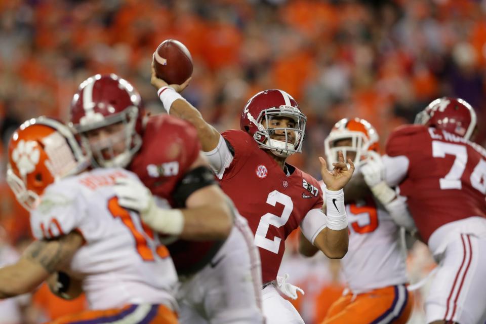 Jalen Hurts is still set to begin the season as Alabama’s starter. (Getty)