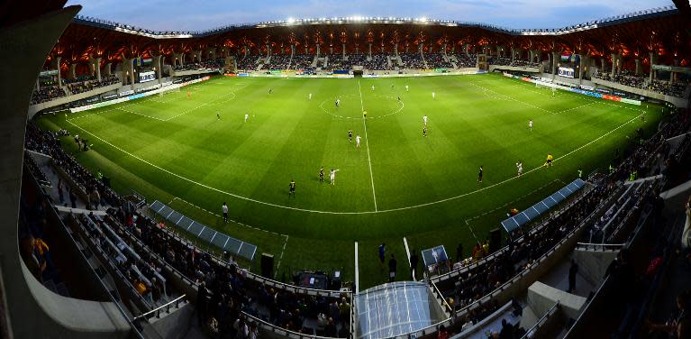 A panorama view of the 'Pancho' Stadium of Puskas Academy in Felcsut village, Hungary, on April 21, 2014 after the inauguration ceremony