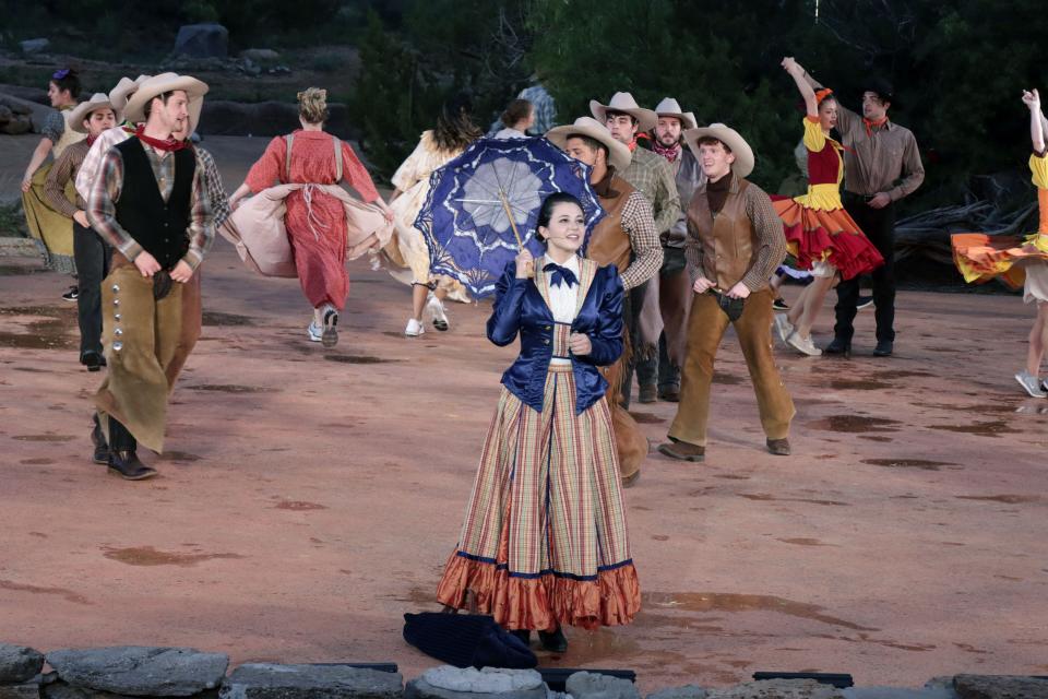 The cast of the TEXAS Outdoor Musical prepares for the 2021 season with rehearsals at the Pioneer Amphitheater in Palo Duro Canyon in this file photo. The group is presenting a revamped version of the production this year, with a new artistic director at the helm.