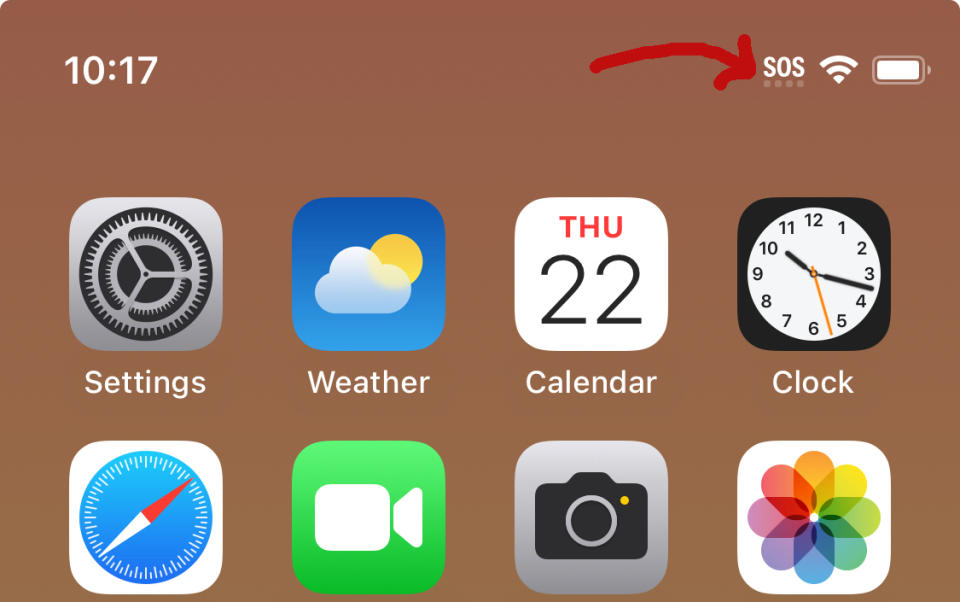 Users were reporting that their iPhones were in SOS mode.  (Image illustration: Yahoo News)
