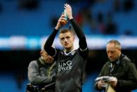 Football - Manchester City v Leicester City - Barclays Premier League - Etihad Stadium - 6/2/16 Leicester City's Jamie Vardy applauds the fans at the end of the game Action Images via Reuters / Jason Cairnduff Livepic