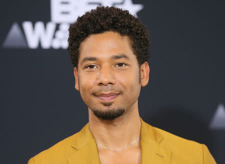 FILE PHOTO: Jussie Smollett poses in the photo room at the 2017 BET Awards in Los Angeles, California, U.S., June 25, 2017. REUTERS/Danny Moloshok/File Photo