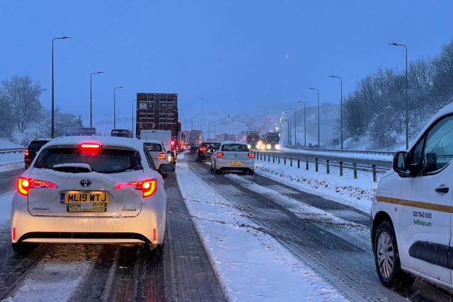 Drivers stranded for hours as snow blocks roads