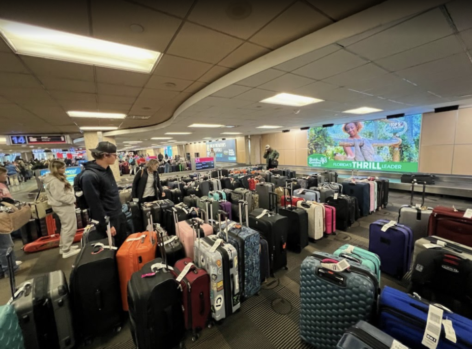 Ms Loubier-Vervisch said there were “hundreds, maybe thousands of bags” in the baggage claim area for Southwest terminal at the Tampa International Airport (Brittany Loubier-Vervisch)