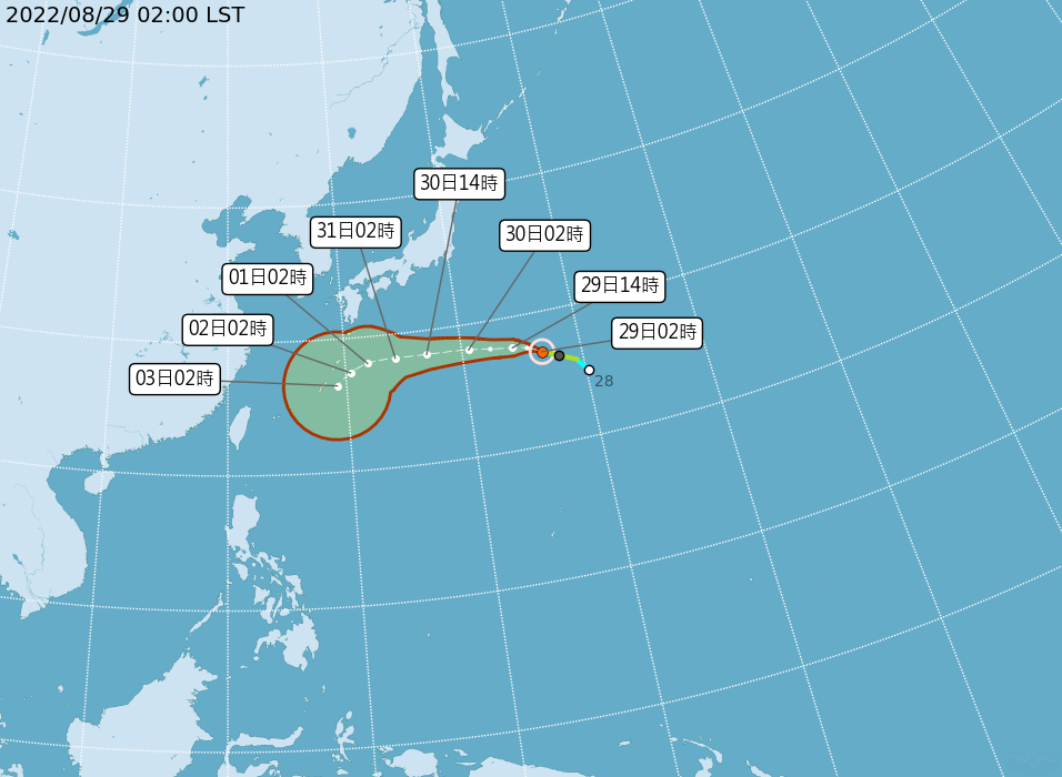 軒嵐諾颱風最新路徑曝光。（圖／中央氣象局）