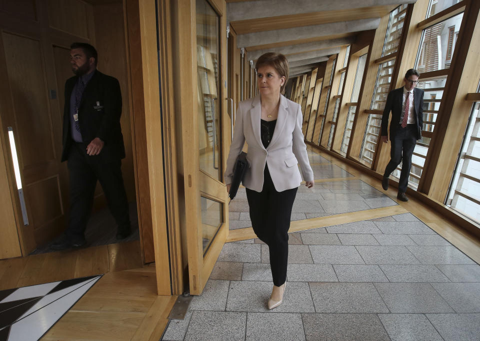 First Minister Nicola Sturgeon arriving for First Minister's Questions at the Scottish Parliament, Edinburgh.