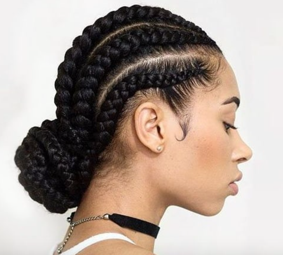 Chunky Goddess Braids With a Low Bun