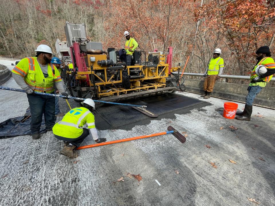 NPS construction crews working on an expansive road construction project in the Great Smoky Mountains National Park.