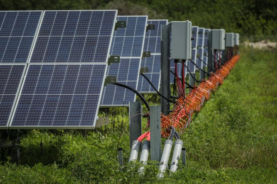 Florida Power & Light personnel hosted a tour of the new FPL Sabal Palm Solar Energy Center at 19655 Antoinette Rd, in unincorporated Palm Beach County, Fla., on Tuesday, June 22, 2021. The 74.5 megawatt is designed with 300,000 solar panels that will produce electricity to power 15,000 homes.