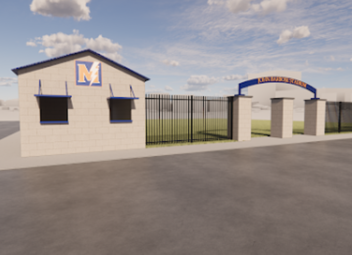 A new ticket booth and entrance for John Barbose Stadium at Wheaton Field is part of the plan.